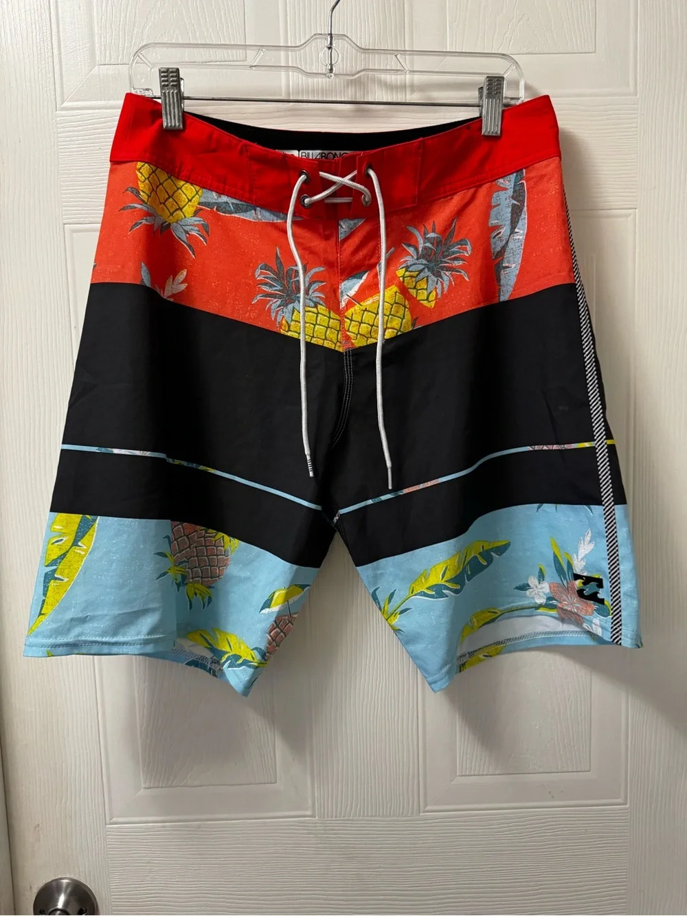 Billabong Men’s Red, Black & Light Blue Pineapple Board Shorts